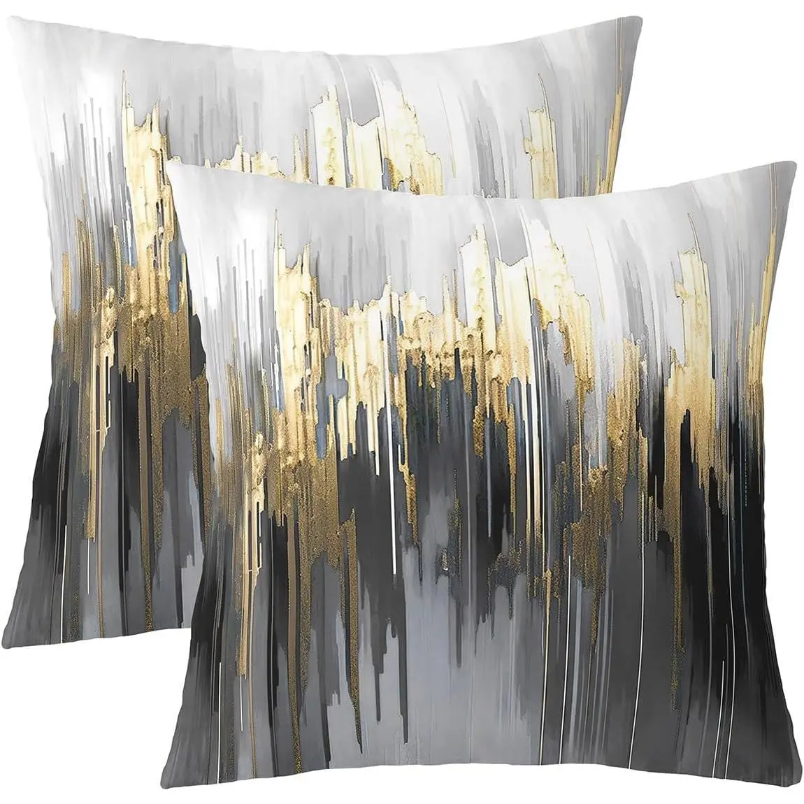 Abstract Art Pillow Covers Grey Gold Grey Throw Pillow Covers,Stripe Cushion Covers Golden Metallic Sequins Tie Dye ious Modern Decorative Pillow Covers