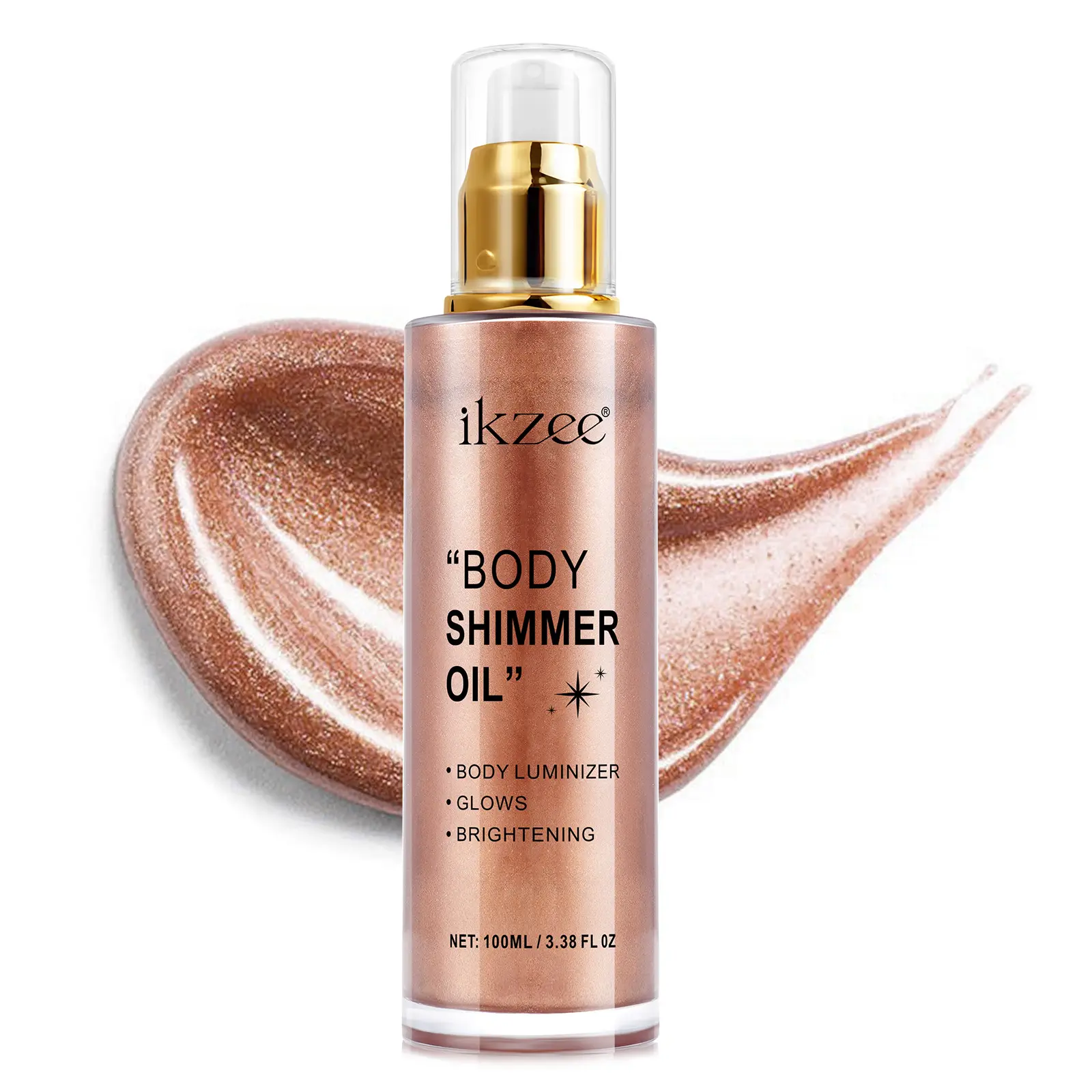 Ikzee Body Glitter Oil Rose #05, Long-Lasting Face & Full Body Shimmer, Perfect for Parties & Performances