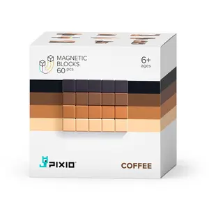 PIXIO Abstract Series COFFEE - 60 Magnetic Blocks in 4 Colors | Magnetic Building Toy & STEM Construction Set + Free App