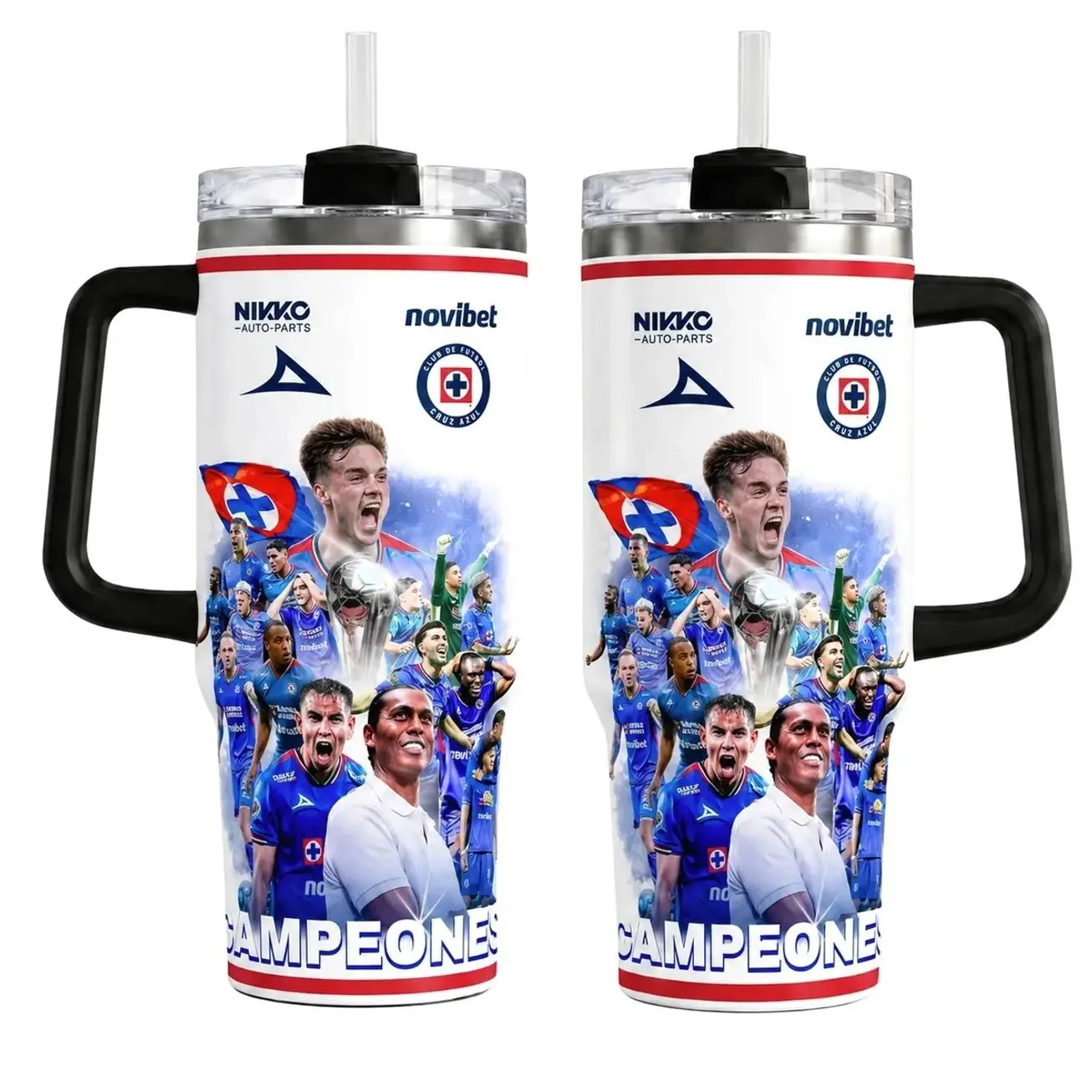 Stylish Cruz Azul Inspired Tumbler (30oz, 40oz) - La Máquina Blue White Liga MX Drinkware, Campeones Soccer Fan Cup, Mexican Football Game Day Gift for Fans, Straw Not Included Water Bottles