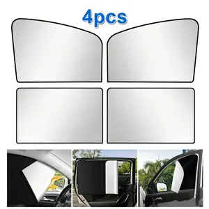 4PCS Magnetic Car Window Sun Shades, Titanium Silver Sunshade with 10 Strong Magnets, UV & Privacy Protection, Foldable Sun Visor for Front & Rear Side Windows, Universal Fit