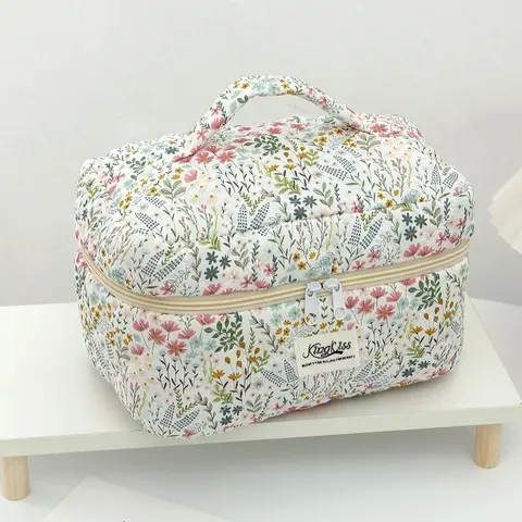 Floral Pattern Makeup Bag Set, Large Capacity Cosmetic Storage Bag & Makeup Brush Bag & Makeup Mirror Pouch, Portable Toiletry Bag, Travel Cosmetic Bag, Cosmetic Travel Bags