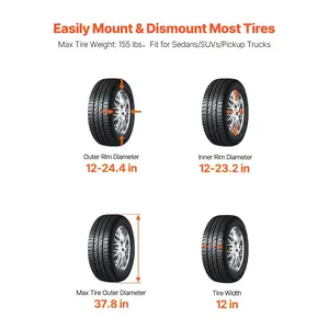fathersdaygift VEVOR Electric Tire Changer, 18 Spindle, Durable Tire Changer Tire Balancer with 1.5 HP Motor, Accurate Tire Changer Tire Balancer with Auto Calibration Mode, FIt for Sedans/SUVs/Pickup Trucks