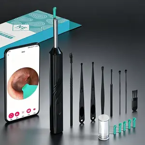 1 Piece WiFi Ear Otoscope, Minimalist Smart Earwax Remover with 1080P HD Camera, Waterproof Ear Cleaning Camera with Multi-Tool Set for Home & Travel Ear Care