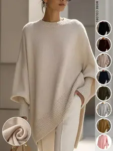 Women's Crewneck Long SleeveOversized Fuzzy Knit Chunky Warm Pullover SweaterTop