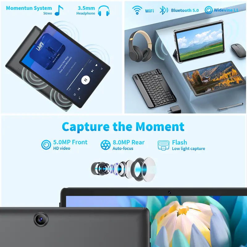 【TikTokShopJumpstartSale】Relndoo 2026 Android 15 10.1 Inch Tablet, 12GB (4GB+8GB) RAM 64GB ROM, 5-in-1 with Keyboard, Mouse, Stylus, Case, 5G WiFi for Valentine’s Day Gift 4