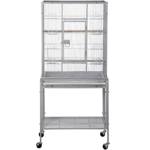 SuperDeal Pets 53" Rolling Bird Cage Large Parrot Cage with Metal Frame for Indoor/Outdoor Use, White