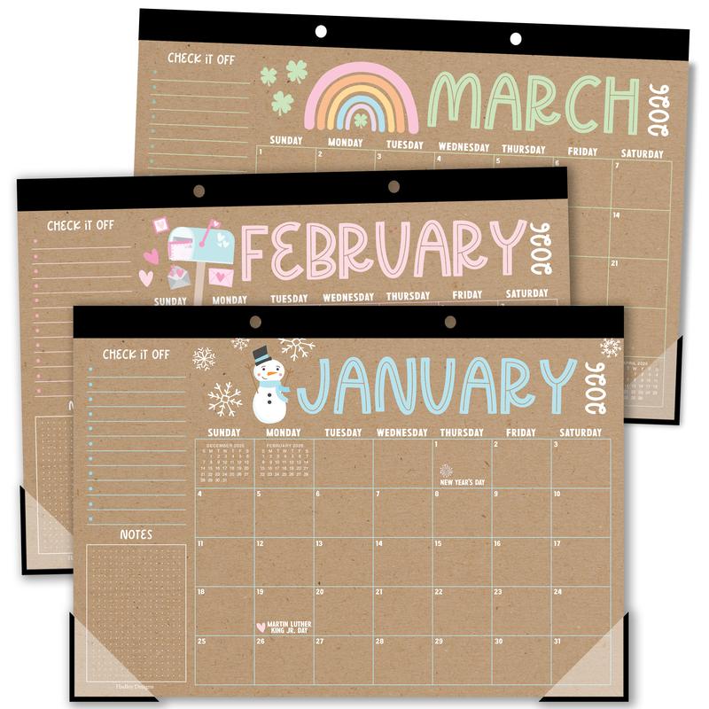 Hadley Designs 2026-2027 Desk Calendar 18-month 11x17 Inches Monthly Planner for Office & School Planning