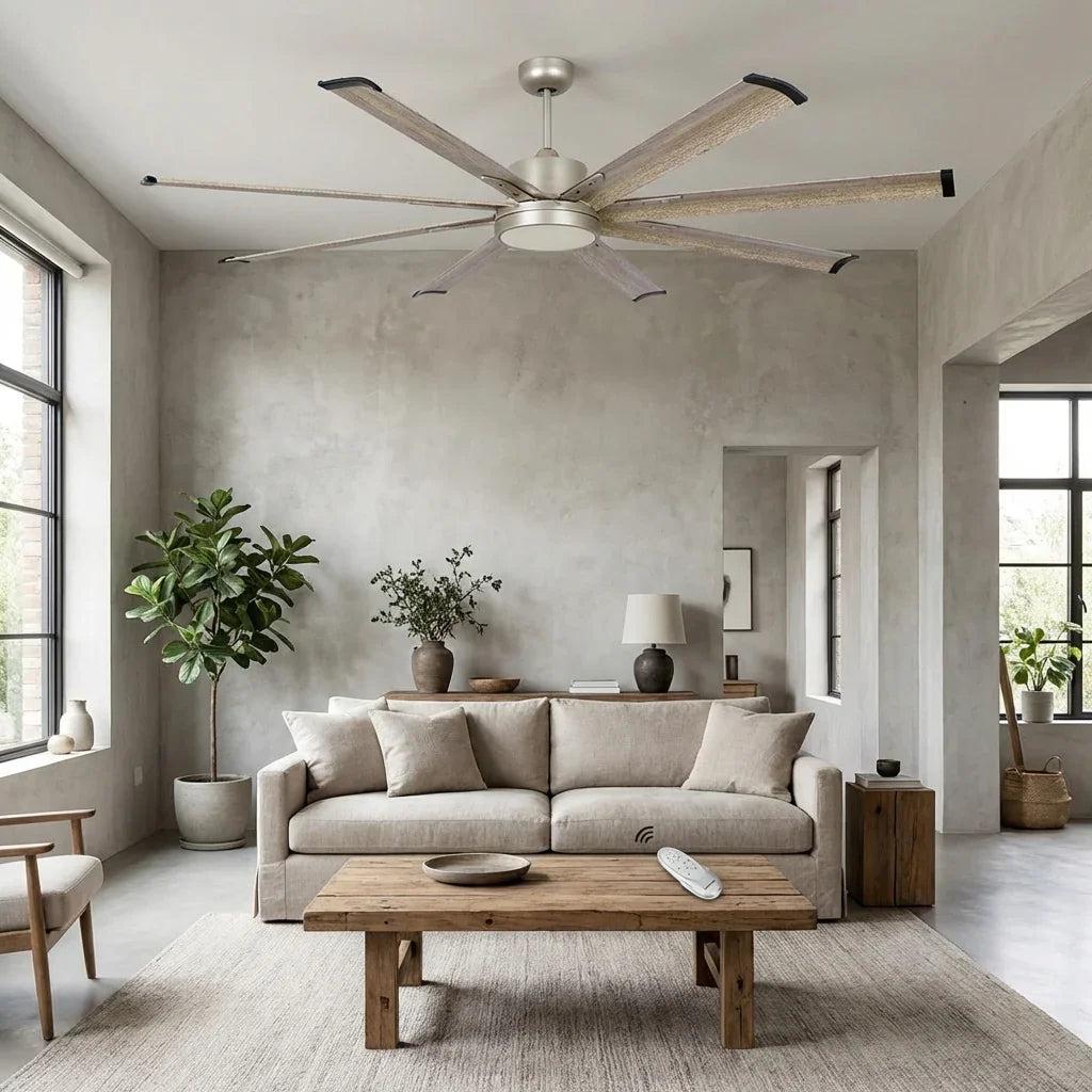 72" Bankston Nickel Ceiling Fan with Integrated LED Light & Remote Control