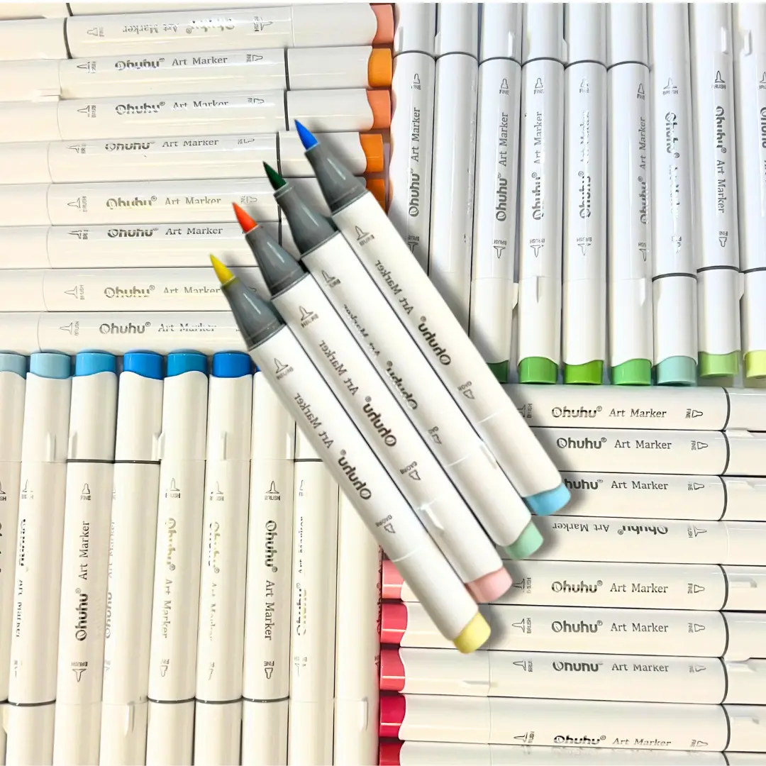 Ohuhu 4-Pack Mystery Palette of Ohuhu Honolulu Alcohol Art Markers with High-Quality Double-Tip Markers, Fan-Favorite Brush Tip, No Blotching or Strea