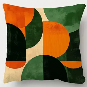 Vibrant Color Geometric Pattern Decorative Pillow Cover, 1 Piece No Insert, Hidden Zipper, Easy to Clean, for Bedroom Living Room Sofa Car Home Decoration