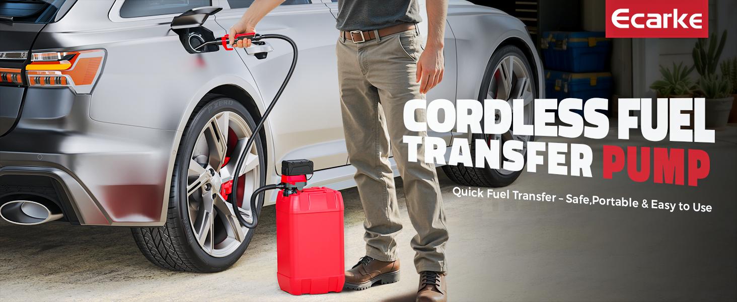 5 GPM Cordless Fuel Transfer Pump Compatible with DeWalt 20V & Milwaukee 18V Batteries,【Battery NOT Included】, Portable Gas Can Pump with 51" Hose, 5 Adapters, Gas Pump for Diesel, Gasoline fathersdaygift