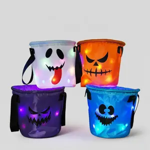 Halloween Candy Bucket - Light Up Portable Collapsible Multipurpose Tote for Halloween Party Gift For Halloween