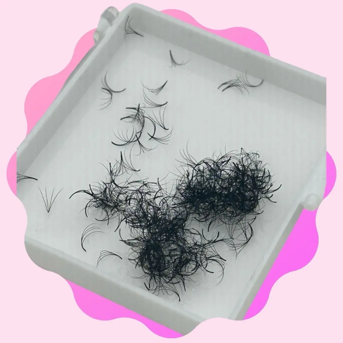 Promade Fans 4D 0.07mm Eyelashes Extensions, Box of 500 Handmade Korean Synthetic Fiber Lashes with a Thin Pointy Base, Glued Bonding for Professional Lash Artists, Vegan, 0.07 Mm