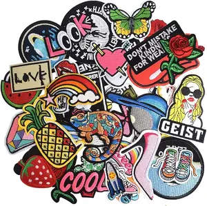 42Pcs Random Assorted Embroidered Iron on Patches, Cute Sewing Applique for Jackets, Hats, Backpacks, Jeans, DIY Accessories
