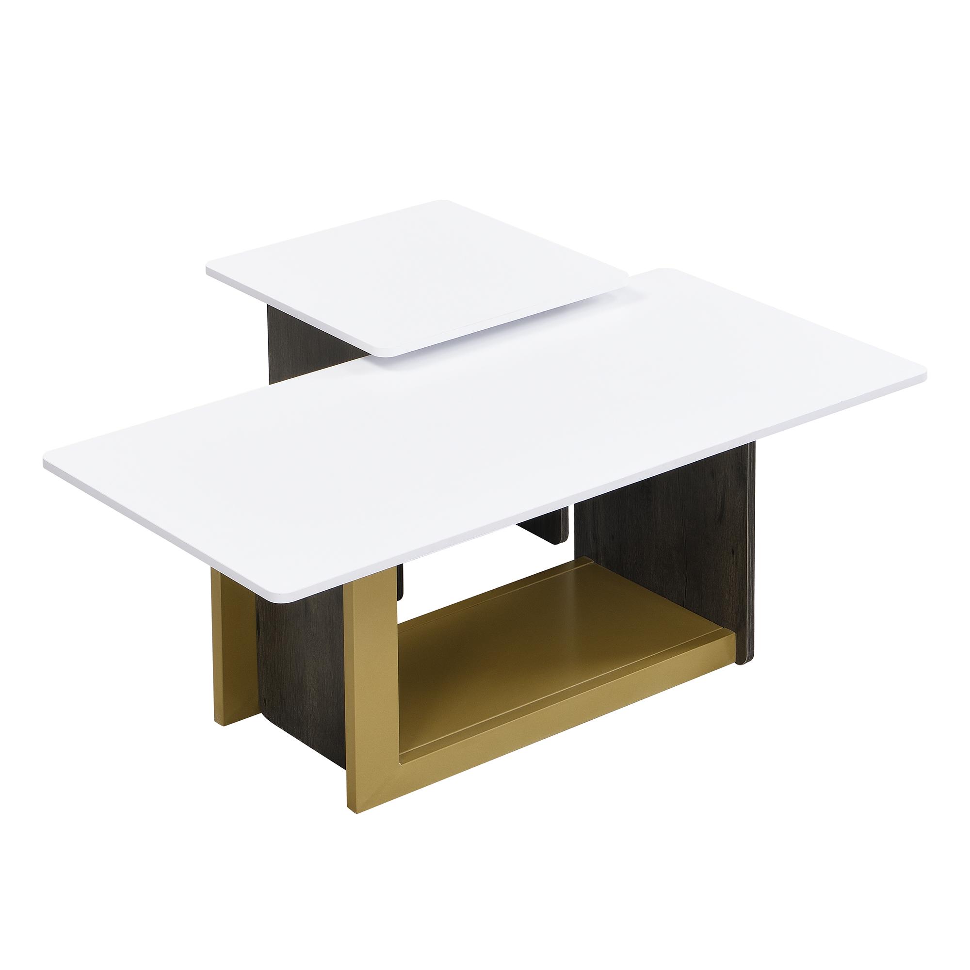 Modern Light Luxury Coffee Table Set of 2, Small Square Coffee End Table with Spacious Top, Center Table for Living Room