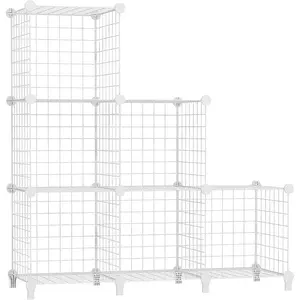 Wire Cube Storage Organizer, Closet Organizers and Storage, Metal 6 Cube Storage Shelves Bookshelf, Portable Closet Clothes Organizer for Bedroom, Home, Office, White