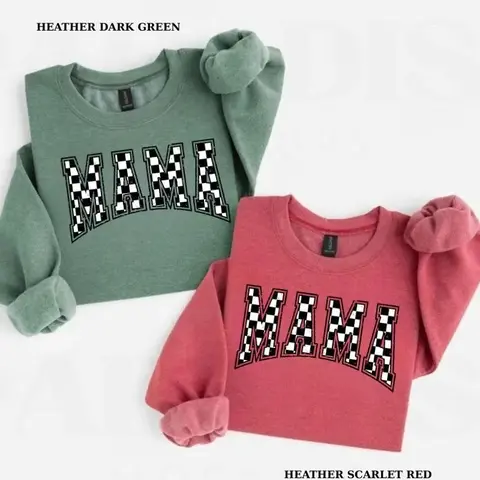 Checkered Mama Sweatshirt, Retro Mom Shirt, Vintage Checkered Mama Sweater, Gift for Mom, Mother’s Day Gift, Cute Mama Shirt, Cozy Mom Graphic Top