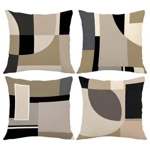 4PCS Warm Color Geometry Throw Pillow Cover, 18 x 18 Inch, Pillow Cover for Cushion Living Room, Bedroom, Couch and Sofa, High Listed Printed (No Pillowcase Insert)
