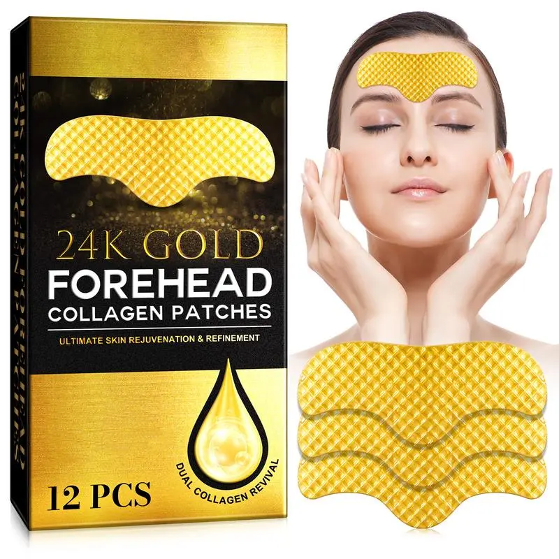 YECUCE 24K Gold Forehead Collagen Patches, Plump Skin, Reducing Fine Lines & Wrinkles - Intense Hydration Body Care Moisturizer