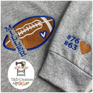 Custom Embroidered Football Sweatshirt w/Name & Number on the Sleeve