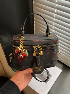 New High-End Women's Cherry Mini Box Bag, Fashion Handbag, Casual Crossbody Shoulder Bag, Handheld Shoulder Bag, Strawberry Pendant Decoration