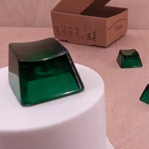 ResinKeyWorks Dark Green Blank 1U Accent Keycaps, Transparent Hand Polished Resin OEM Caps with MX stems