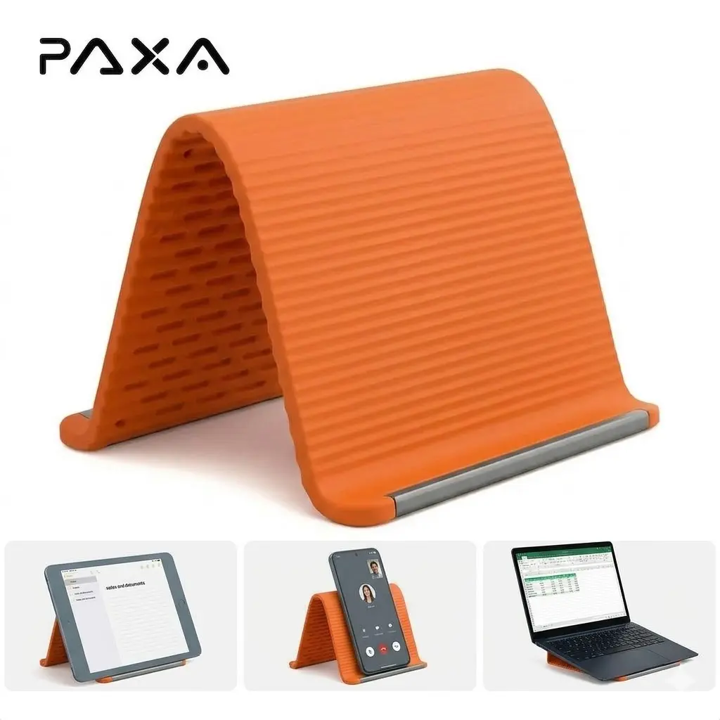 Flexible Bendable Rollable Phone Holder PAXA ZXC1, Foldable Silicone Aluminum Alloy Universal Anti‑Slip Stand for Phones, Tablets & Laptops, Portable Ergonomic for Home, Office & Travel