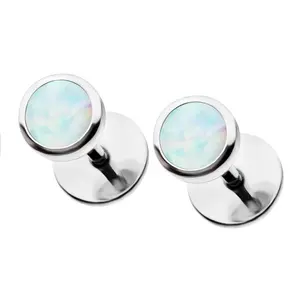 COMFY EARRINGS White Opal Earrings - 316L Stainless Steel 18 Gauge Screw-On Post 6mm Length Comfortable & Stylish Classic Gift Box