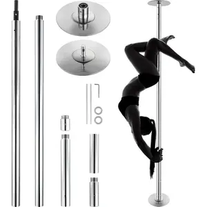 Professional Dancing Pole, Spinning Static Dancing Pole Kit, Portable Removable Pole, 45mm Heavy-Duty Stainless Steel Pole, Height Adjustable Fitness Pole, for Exercise  Club Gym,