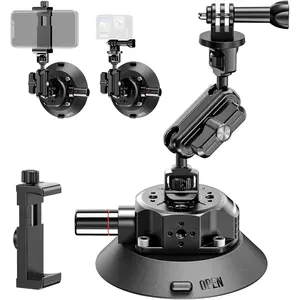 4.6" Camera Suction Cup Mount with Ball  Magic Arm,  Mount with Action Camera Adapter and Phone Holder, Compatible with DSLR Cameras , , /Phone//Insta 360
