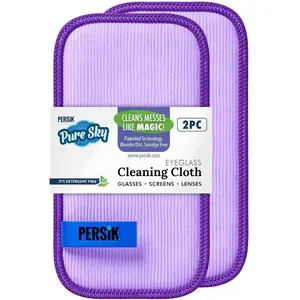 Pure-Sky Ultra Microfiber Eyeglass Cleaner Cloth for Lenses, Screens, and Cameras - Streak Free Wipes [2 Pack]