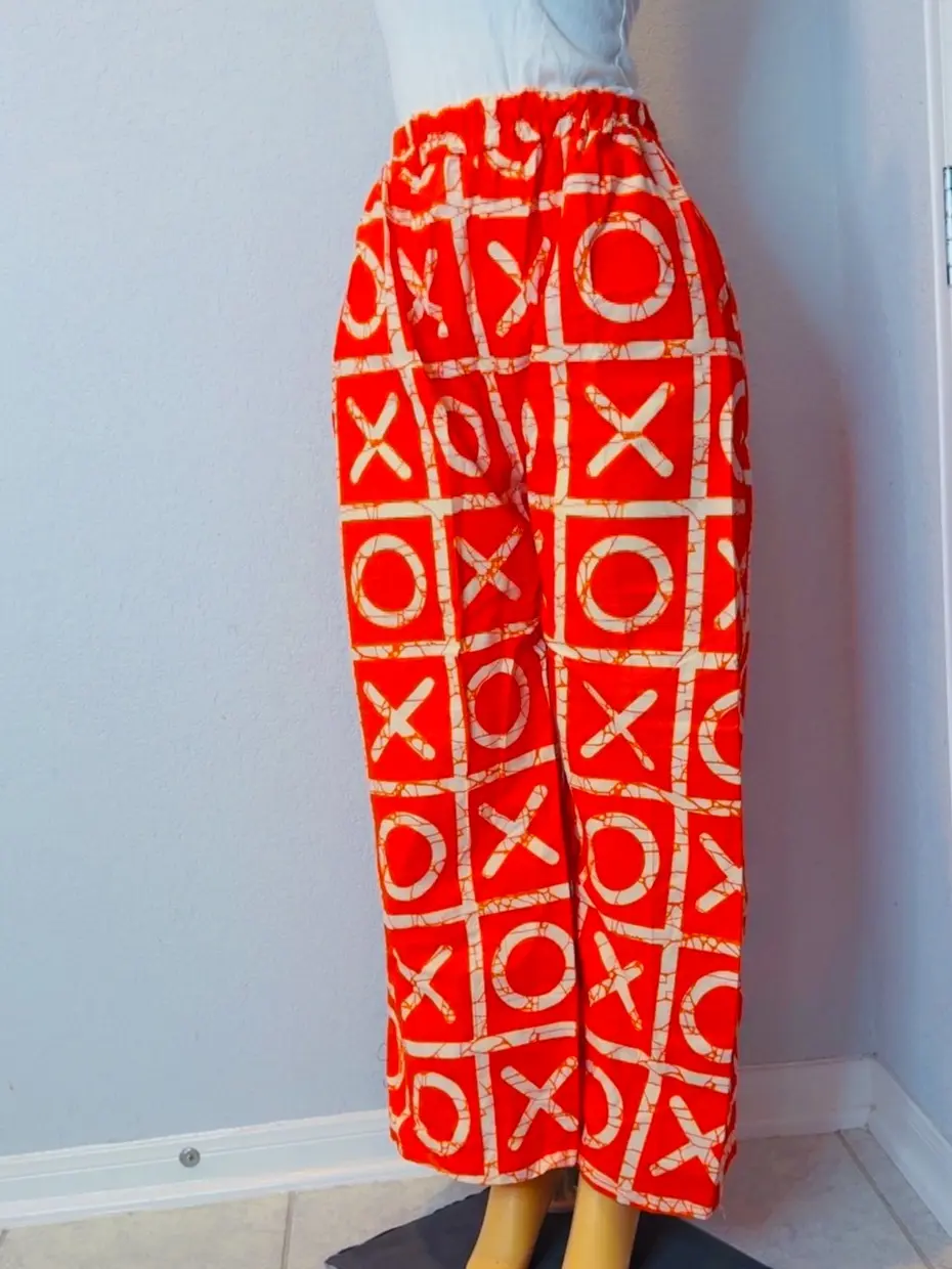 Bold Ankara XO Wide -Leg Palazzo Pants ( Elastic Waist Fit 30-44)