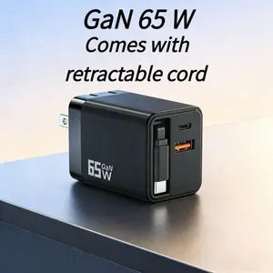 Gan Quick Charger, Retractable Charger Block, Fast Charging Solution, Efficient Power Delivery, Ideal for Daily Use, Reliable Performance, Compact Design