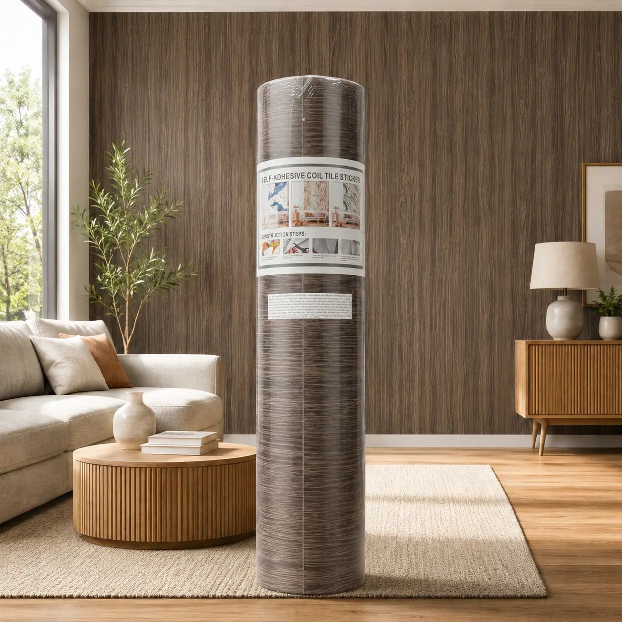 IXPE Peel and Stick Wood Wall Covering Roll, Self Adhesive Wall Decor, Dark Gray Wood Grain, 15.75" × 118", 2.5mm Thick