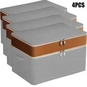 Large Capacity Clothes Storage Box, 1 Count Foldable Clothes Storage Organizer with Handle, Portable Storage Box for Home, Dormitory, Moving, Quilt Storage