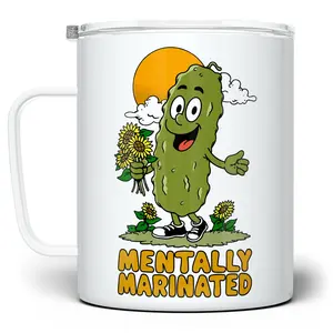 LOFTIPOP Mentally Marinated Pickle Mug, Funny Sarcastic Pickle Lover Gift Cup, Designed and Printed in the USA by Loftipop