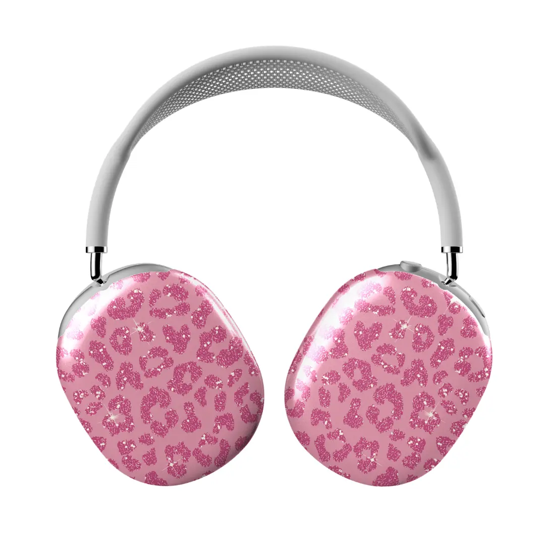 Chic Pink Cheetah Print Over-Ear Case for AirPod Max, Portable Commute Statement Audio Headphone Accessory