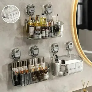 Drill-Free Bathroom Suction Storage Box, Wall-Mounted Organizer, Large Capacity &, Shower Rack, Kitchen Storage Holder
