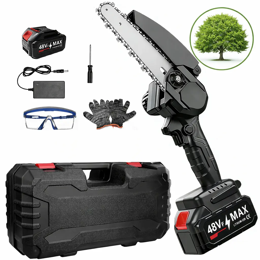 Mini Cordless Chainsaw, 6-Inch Handheld Electric Chain Saw with 1 Rechargeable Battery, for Tree Branches and Wood Cutting, Best Present for Father, Husband, Man