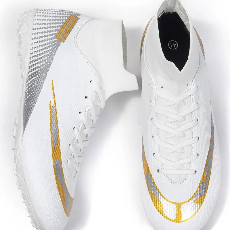 Men's High Top Lace Up Football Shoes, Breathable Comfortable Football Cleats, Anti-slip Tf Soccer Shoes, Sports Shoes for Outdoor Training & Competition, Football Boots, Football Field Boots