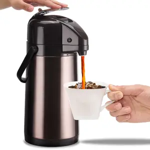 PARACITY Upgraded Airpot Coffee Carafe with Double Pump 84oz/2.5L Stainless Steel Drink Dispenser for Hot/Cold Beverage with Lazy Susan Base, Coffee Termos Para Cafe for Hot Cocoa for Parties
