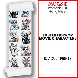 Easter Horror Movie Characters DTF Transfer Gang Sheets - 22x60 Direct-to-Film