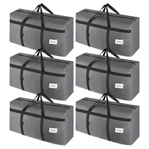 6 Pack Moving Bags Heavy Duty Extra Large 90L, College Packing Bags for Moving Clothes, Moving Supplies & Boxes with Zippers and Handles, Storage Bags Moving Totes Camping Essentials (Grey)