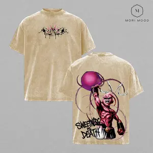 Kid Buu DBZ T-Shirt, Pink Energy Blast Anime Graphic Tee, Vintage Washed Oversized Streetwear Shirt, Dark Manga Style Heavy Cotton T-Shirt, Retro Anime Villain Design, Unisex Anime Graphic Tee, Gift for DBZ Fans