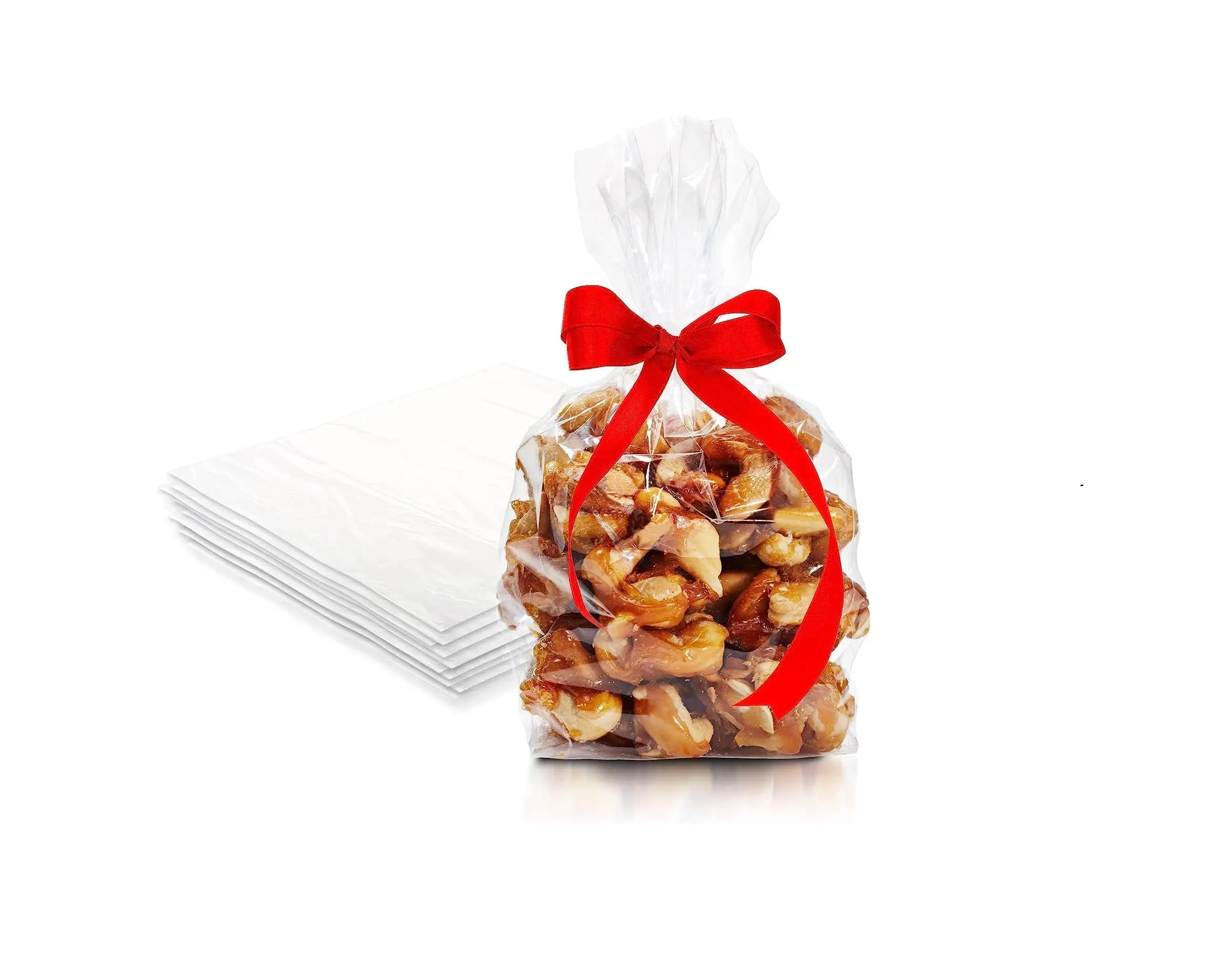 CLEAR PLASTIC GIFT BAGS – GUSSETED POLY BAGS – 6 X 3 X 15 INCH – 1 MIL – 250 COUNT