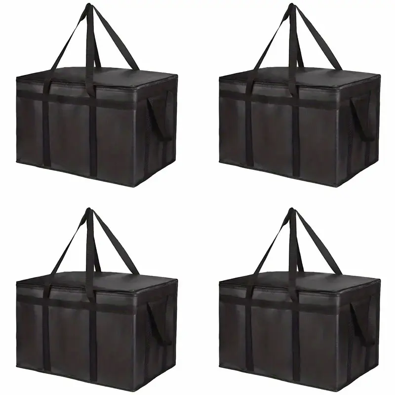 4-Pack Insulated Food Delivery Bag, XXX-Large Meal Grocery Tote Insulation Bag for Hot And Cold Food, Commercial, Large Capacity Reusable Warming Bag