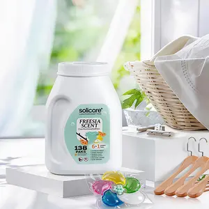 Z-Solicare-Fresh Freesia 6 in 1 Stain Fighting Odor Eliminating Ocean Breeze 138 Paks Multi-Chamber HE Compatible Laundry Detergent Pods for All Washing Machines