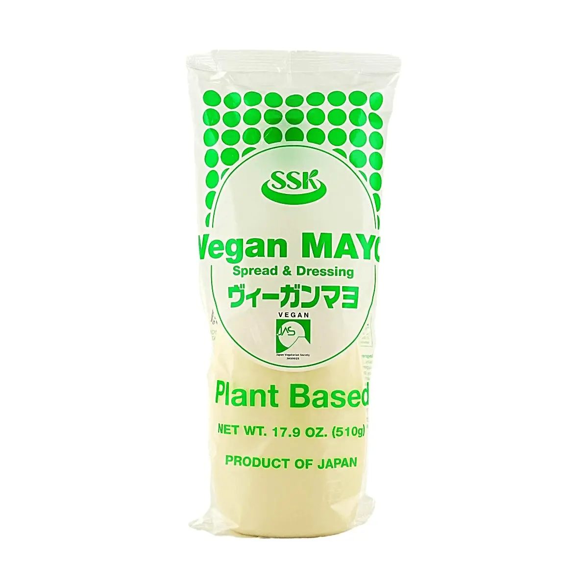 SSK Japanese Foods Vegan Mayonnaise 510g - Plant-Based, Egg-Free Mayo for Sushi, Salads, Takoyaki - Premium Condiment