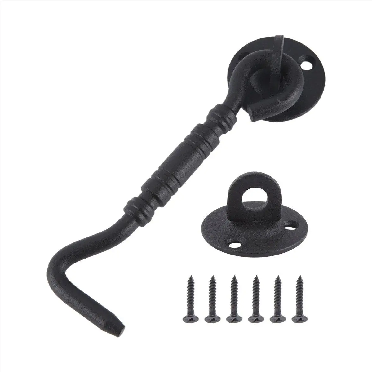 Barn Door Lock, 4 Inch Stainless Steel Door Hook & Eye Latch with Mounting Screws, Door Lock Latch for Sliding Door